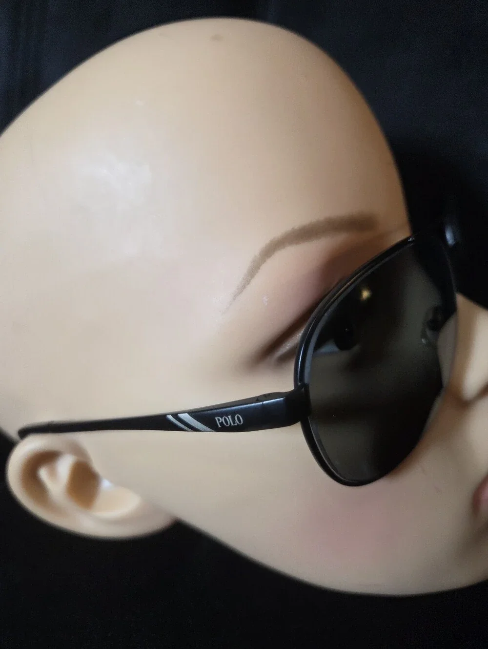 Polo by Ralph Lauren Men’s Black Metal Aviator Sunglasses with Dark Lenses